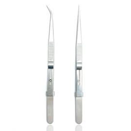 YUESUO Premium Precision Tweezers Set - Anti-Static Stainless Steel Curved and Diamond Stone Tweezers for Gems and Jewelry (Straight and Bend Head)