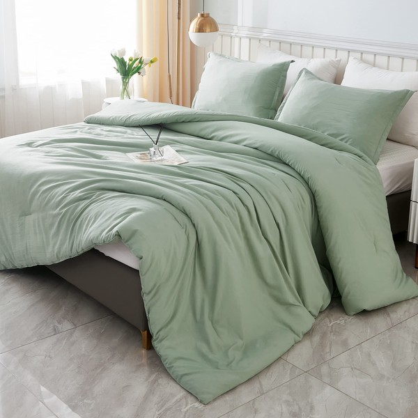 Litanika Litanika Comforter Full Size Set Sage Green, 3 Pieces