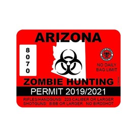 fagraphix Red Arizona Zombie Hunting Permit Sticker Self Adhesive Vinyl Decal Outbreak Response Team