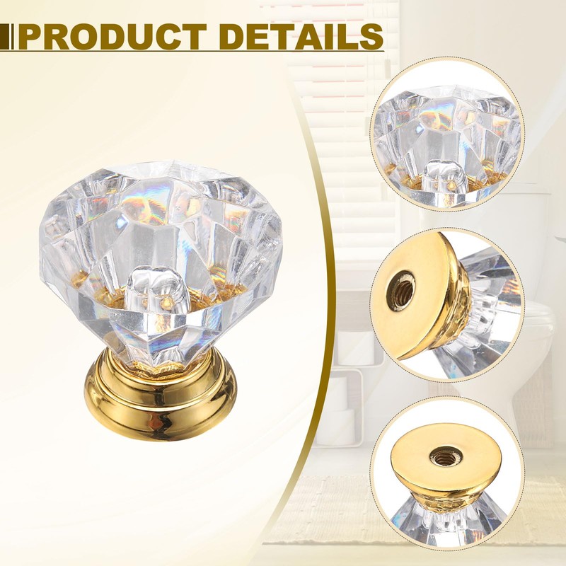 sourcing map Toilet Tank Button, Crystal Toilet Button Replacement for
