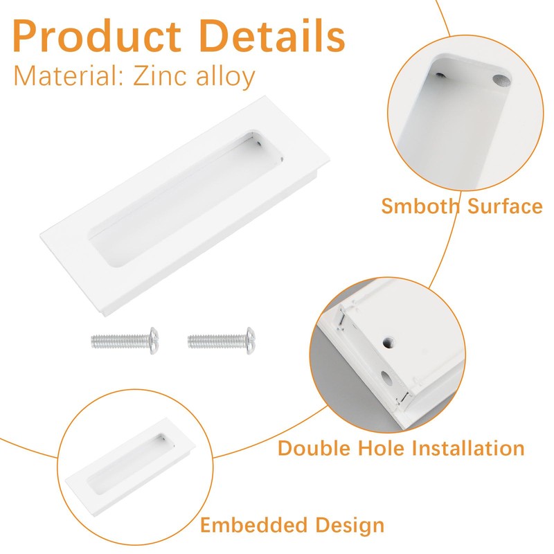 MOROBOR 2 Pack Recessed Finger Flush Pulls, Warm White Rectangular