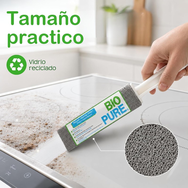 BIOPURE Piedra pómez con agarradera para limpiar el baño. (24cm