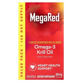 Schiff MegaRed Omega-3 Krill Oil 350mg | 130 Softgels with Natural Vanilla Flavor | Heart, Brain & Joint Support | Easily Absorbed Omega-3 Supplement