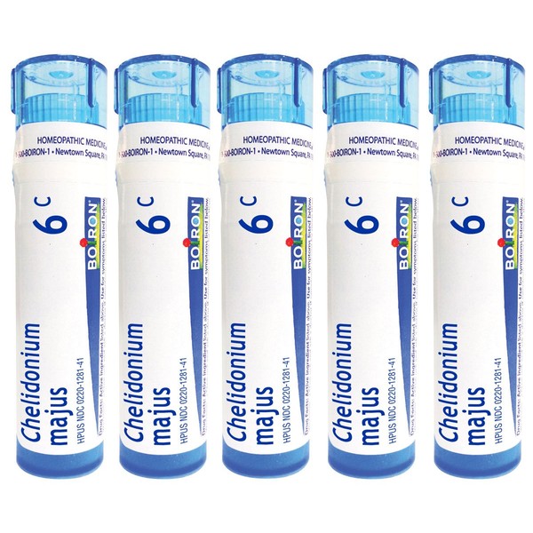 Boiron Chelidonium Majus 6C, Homeopathic Medicine for Indigestion and Nausea (Pack of 5)