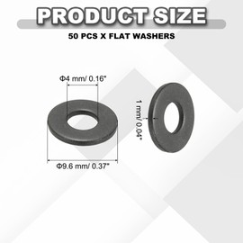 PATIKIL 6# Flat Washers 3/16"ID x 3/8"OD, 50 Pcs 304 Stainless Steel Metal Washers Black Electroplated Flat Gasket Spacer for Screws and Bolts, Black