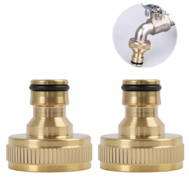 Pack of 2 1 Inch Male Thread Brass Quick Coupling, Tap Hose Connection Adapter, Garden Hose Adapter Tap, Hose Connector Brass for Garden, Household, Agriculture