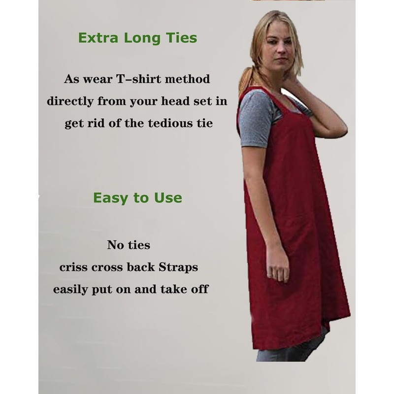 Stomeshle Japanese Aprons Plus Size Smock for Women with Pockets