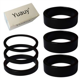 Yuauy Bicycle Headset Stem Washer Spacer 2/3/5mm and 10mm x 3pcs Fits 1-1/8" (28.8mm) heads steerer tubes for MTB Road Bike Aluminium Alloy Black