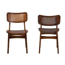 Baxton Studio Tafari Dining Chairs, Set of 2, Walnut Brown/Light Brown