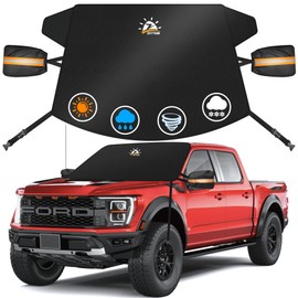 Zettum Car Windshield Cover for Ice and Snow - 600D Windshield Snow Cover with Side Mirror Cover Heavy Duty, Standard Winter Frost Hail Protector for Most Car, Truck, SUV, Van and MPV (70 x 50 Inch)