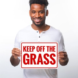 Keep Off The Grass Sign, (SI-65645) 10x14 Inches, Rust Free .040 Aluminum, Fade Resistant, Made in USA