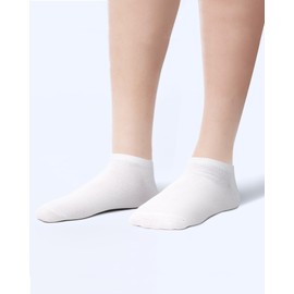 CHANCALCAL 15 Pairs Kids Socks for Boys Girls Low Cut Athletic Ankle Socks Half Cushioned Crew No Show Sock 4-7 Years White
