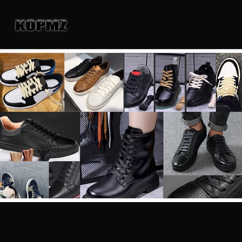 KOPMZ 2 pairs Waxed shoelaces Waterproof shoelaces (black47.25”/120cm) Casual shoe