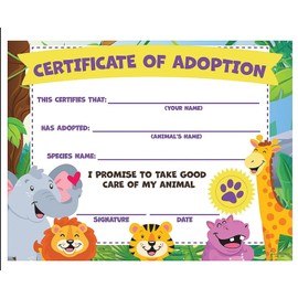 HAPPY DEALS ~ Zoo Animal Adoption Certificates - Safari Animal Party Favors and Supplies - 12 Pieces