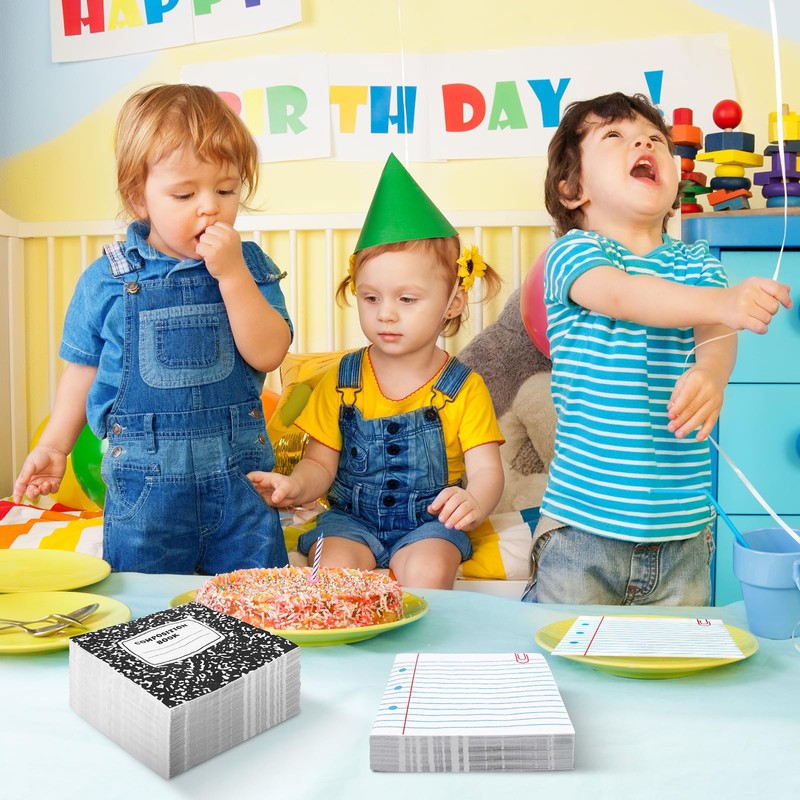 100 Pcs Back to School Napkins Reversible Paper Disposable Napkins