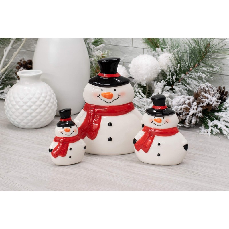 Transpac Y7829 Dolomita Chubby Snowman Decoración, juego de 3, 6