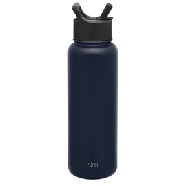 Simple Modern Summit Botella de Agua con Tapa de Pajita, Boca Ancha aislada al aspiradora 18/8, Acero Inoxidable con Recubrimiento en Polvo, Deep Ocean, 1.13 kg