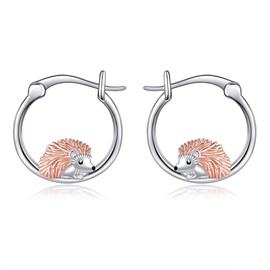 JERWLI Cute Hedgehog Earrings 925 Sterling Silver Hedgehog Hoop Earrings Animal Hedgehog Jewelry Valentines Gifts for Women, normal, Sterling Silver, No Gemstone