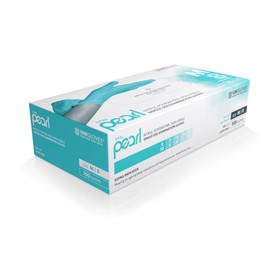 UNIGLOVES Aqua Blue Pearl Nitrile Examination Gloves - Multipurpose, Powder-Free and Latex-Free Disposable Gloves - Box of 100 Gloves, Turquoise, Large (GP0094)