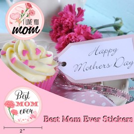 2 Inch Happy Mother's Day Stickers Floral Mothers Day Gift Tags Mother's Day Presents Labels Mother's Day Party Favor Sticker for Envelope Seal Cards Boxes Gift Wrap 200 Pcs (Color1)