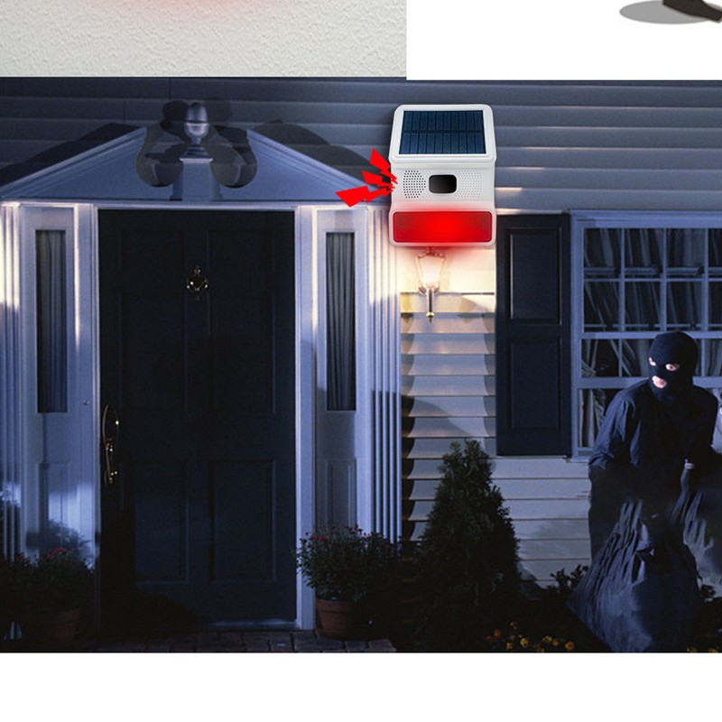 Solar Alarm Wireless DC 5V 433MHz 100dB Infrared Sensor IP65