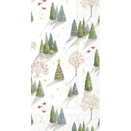 IHR Ideal Home Range Dinner Napkins Disposable 3-Ply Paper Hand Towels, 8.5" x 4.5", Decorated Tree, 16-Count