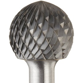 Drill America SD-6 Carbide Burr/Rotary File Ball-End Double Cut for Die Grinder 5/8" Dia. x 9/16" Cut Length with 1/4" Shank and 2-5/16" Overall Length, DUL Series