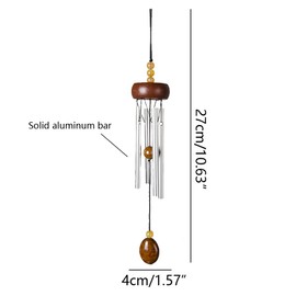 Paquete de 2 campanillas de viento pequeñas plateadas con gotas de cerámica en blanco, campanillas de viento de jardín de metal con diferentes tubos de campana, sonido relajante de armonía, mini atrapavientos al aire última intervensión, decoración de po
