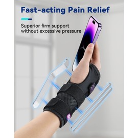 Fitomo Wrist Support with 3 Metal Splints and Soft Thumb Opening, Wrist Splint for Carpal Tunnel Arthritis Tendonitis Sprains, Hand Splint for Night Support Sleeping, 1 Unit, Left Hand