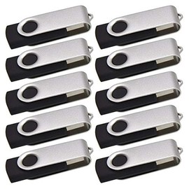 Wholesale 10 Pack 1MB-32GB Bulk Pack USB Flash Drives Swivel Thumb Drive Memory Stick, Black (16MB (not GB))