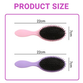 2 Pack Soft Boar Bristle Hair Brush for Women, Anti-Static Paddle Hair Extension Brush for Wet & Dry Hair, Gentle Detangling Hairbrush for Thick Curly Long Hair, Frizz-Free