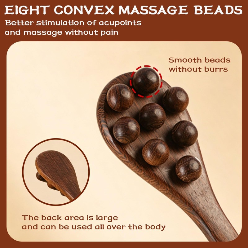 Hikiwin 8 Beads Wood Stick Massage Tools