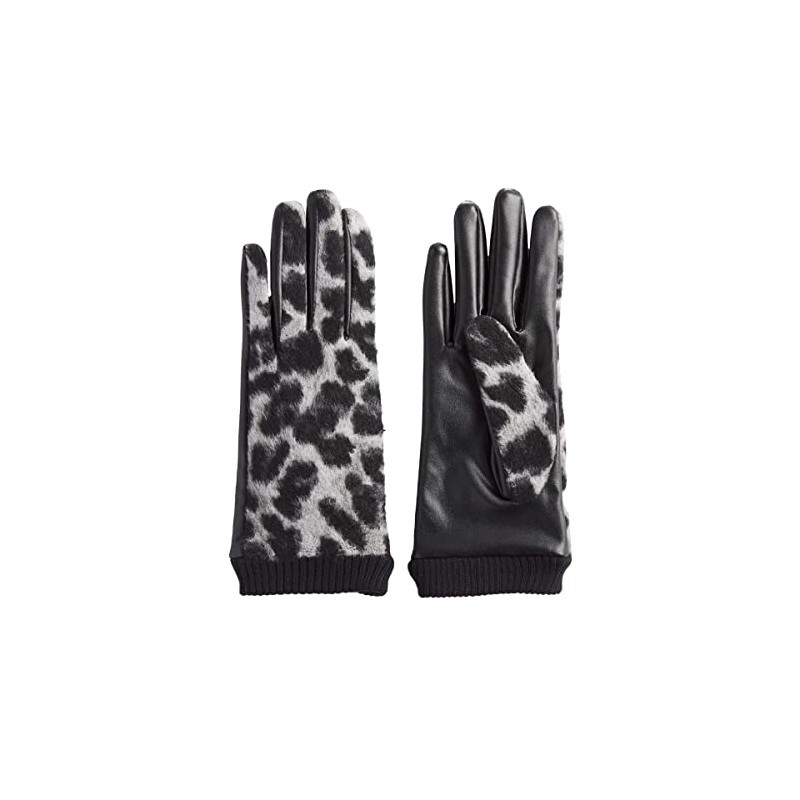 Mud Pie Womens Leopard Ribbed Gloves, One Size, Gray