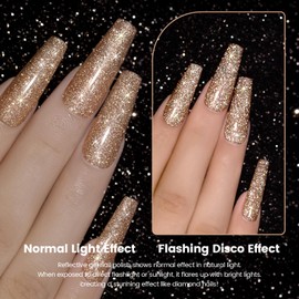 RARJSM Glitter Gel Nail Polish Rose Gold Gel Polish 1PCS Reflective Glitter Gel Nail Polish Diamond Gel Polish Sparkling Glitter Gel Polish Soak off UV LED Cured for Home DIY Nail Salon Manicure 15ML