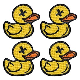 CLOVER INTER 4 Pcs Yellow Duck Patches Iron on Embroidered Badge Saw On Patch for Jeans, Clothing, Bags, Jackets, Caps