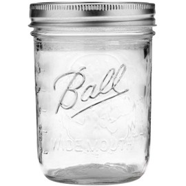 Ball Wide Mouth Glass Mason Jars with Lids and Bands, Used for Canning, Pickling, Juice, Jam, Jelly, Pint Size 16 Ounce (Pack of 4)