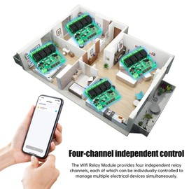 Diymore 4 Channel WIFI Wireless Relay,DC7-32V Delay Switch Control Momentary Inching Relay,USB 5V Smart Switch Module,Self-lock Switch Module for DIY Smart Home Remote Control