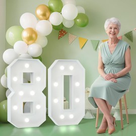 JoyMuse 2.3FT 80 Marquee Numbers, 80 Light up Numbers 80th Birthday Decorations for Birthday Party Anniversary Backdrop