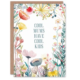 Artery8 Greeting Card Cool Mums Kids Flowers Cheeky Floral Flowers For Her Mum Mom Mother Woman Birthday Card