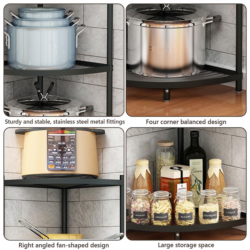 bimiti 6-Tier Kitchen Corner Shelf Triangular Corner Pot Rack Storage