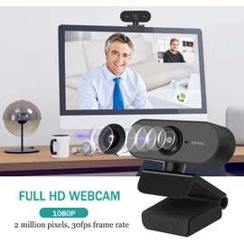 Webcam with Microphone, Full HD 1080P Webcam for PC, Laptop, Desktop, MAC, Plug and Play Web Camera with Privacy Cover, USB Camera for YouTube, Zoom, Skype, Facetime, Windows, Linux, and macOS