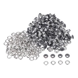 Kozelo Grommets Kit 200set-[4mm 1/6" Hole] Metal Eyelets Grommet Tool for Shoes Clothes DIY Project Use, Tiny Grommet, Grey