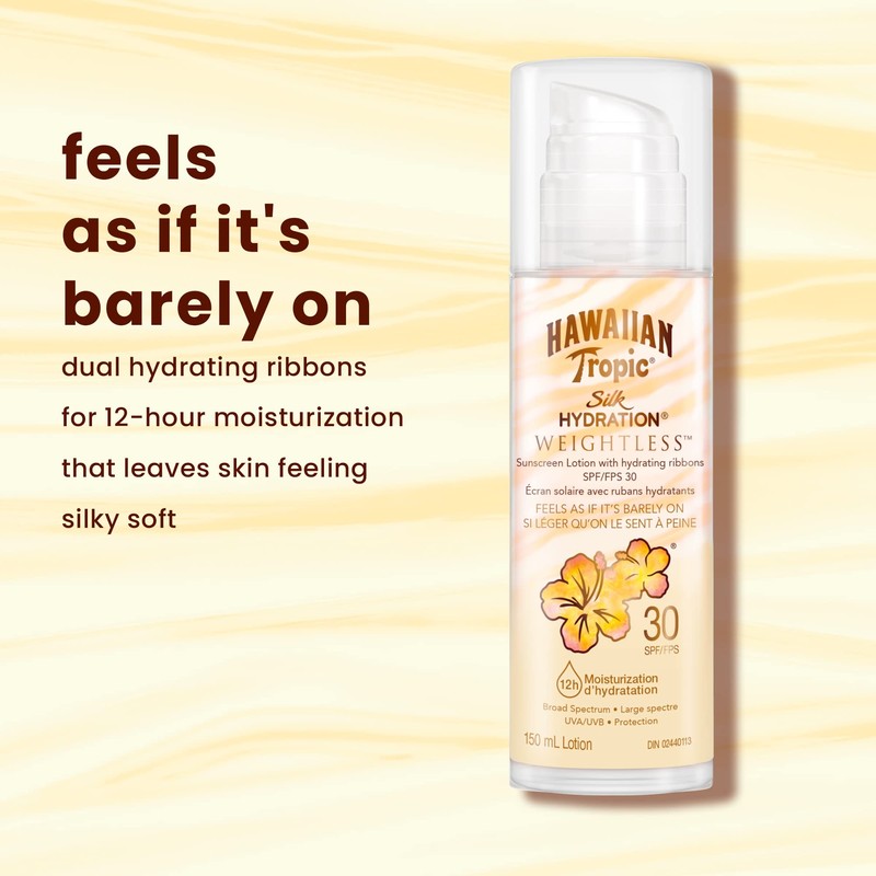 Hawaiian Tropic Silk Hydration Weightless Sunscreen Lotion with Air-Soft Texture,