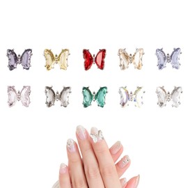 Sezono Nail Art Jewelry, Set of 10, Nail Parts, Rhinestones, Butterflies, Butterflies, 3D Dimensional, Jewelry, Cute (Type B)