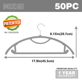 MIZGI Premium Velvet Hangers 50-Pack,No Shoulder Bump Hangers W/Tie Bar Ultra Thin Space Saving Non Slip Hangers Heavy Duty Felt Rounded Clothes Hangers for Sweaters,Coat,Jackets,Pants,Shirts