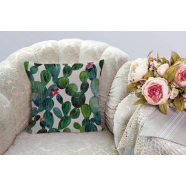 SSOIU Cactus Pillow Cover, Succulent Pillowcase, Succulent Pillow, Succulent Throw Pillow Case,Succulent Cotton Linen Decorative Throw Pillow Case Cushion Cover Square 18 X 18 Inches