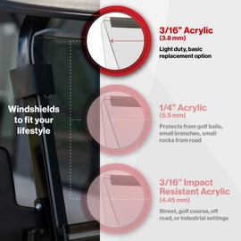 Red Dot Clear Fold-Down Windshield Compatible with Advanced EV1 Golf Car Series 2018-2024
