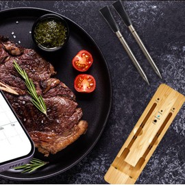 Wadayu Smart Meat Thermometers, APP Control Waterproof Wireless Meat Thermometer for Kitchen BBQ Grilling Smoker (2-Probe)
