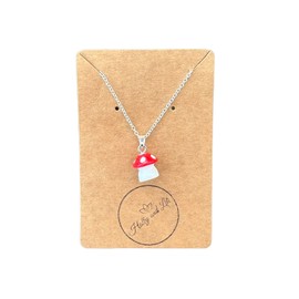 Mini Mushroom Necklaces, Mushroom Novelty Pendant Necklace, 8 Colours, Silver Plated Necklace, Handmade Necklace, Mushy Necklace, Toadstool Necklace, Shroom Necklace. (Red)