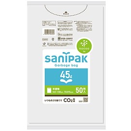 Nippon Sani Pack Nocoo Trash Bags, 16.9 gal (45 L), Translucent, 50 Pieces, 0.015 CUH54, 31.5 x 25.6 inches (80 x 65 cm)